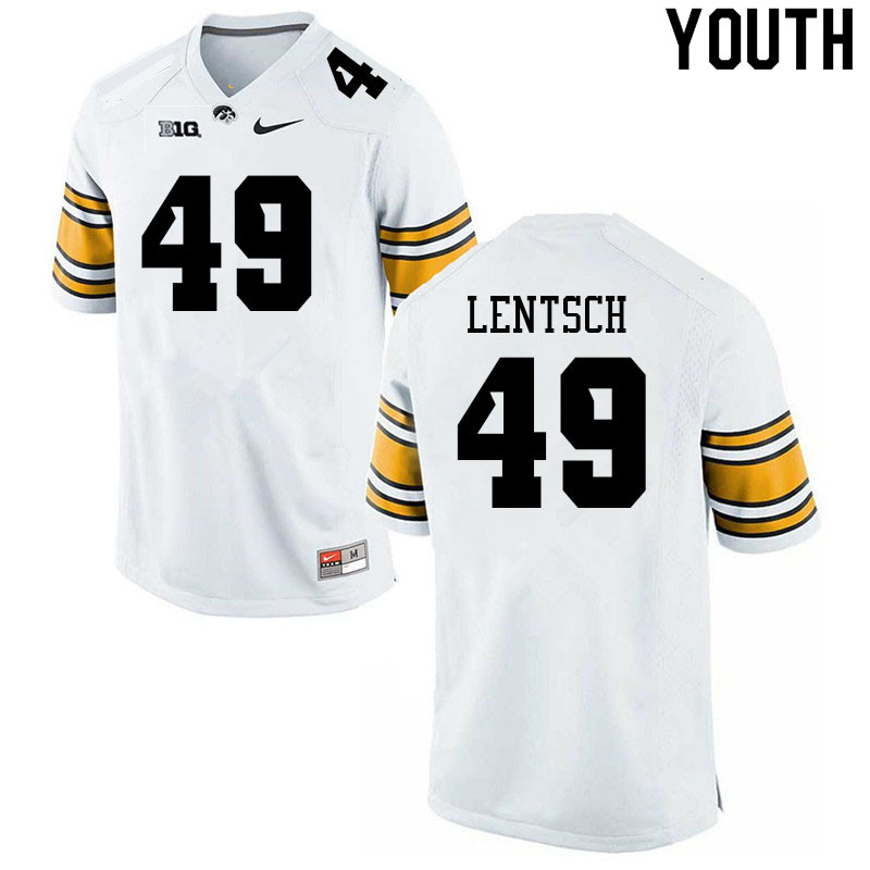 Youth #49 Andrew Lentsch Iowa Hawkeyes College Football Jerseys Sale-White - Click Image to Close